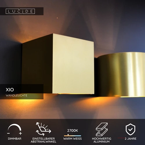 Lucide XIO - Wandleuchte - LED Dim. - G9 - 1x3,5W 2700K - Einstellbarer Abstrahlwinkel - Mattes Gold / Messing - USP